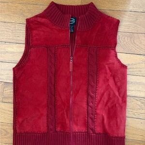 Vintage Red leather cable knit Vest